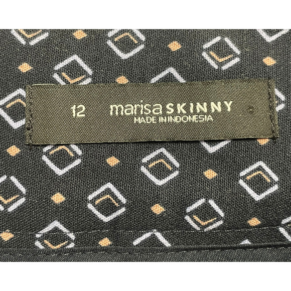 Loft Sz 12 Marissa Skinny Pants 36"x28" Small Diamond Print Blue Stretch Poplin - Picture 8 of 11